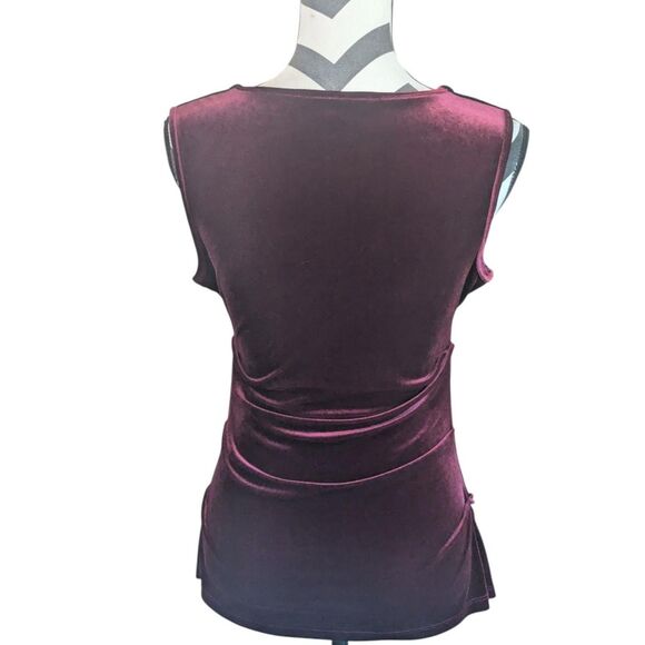 Boston Proper S Burgundy Plum Velvet Ruched Tank Top - Picture 4 of 4
